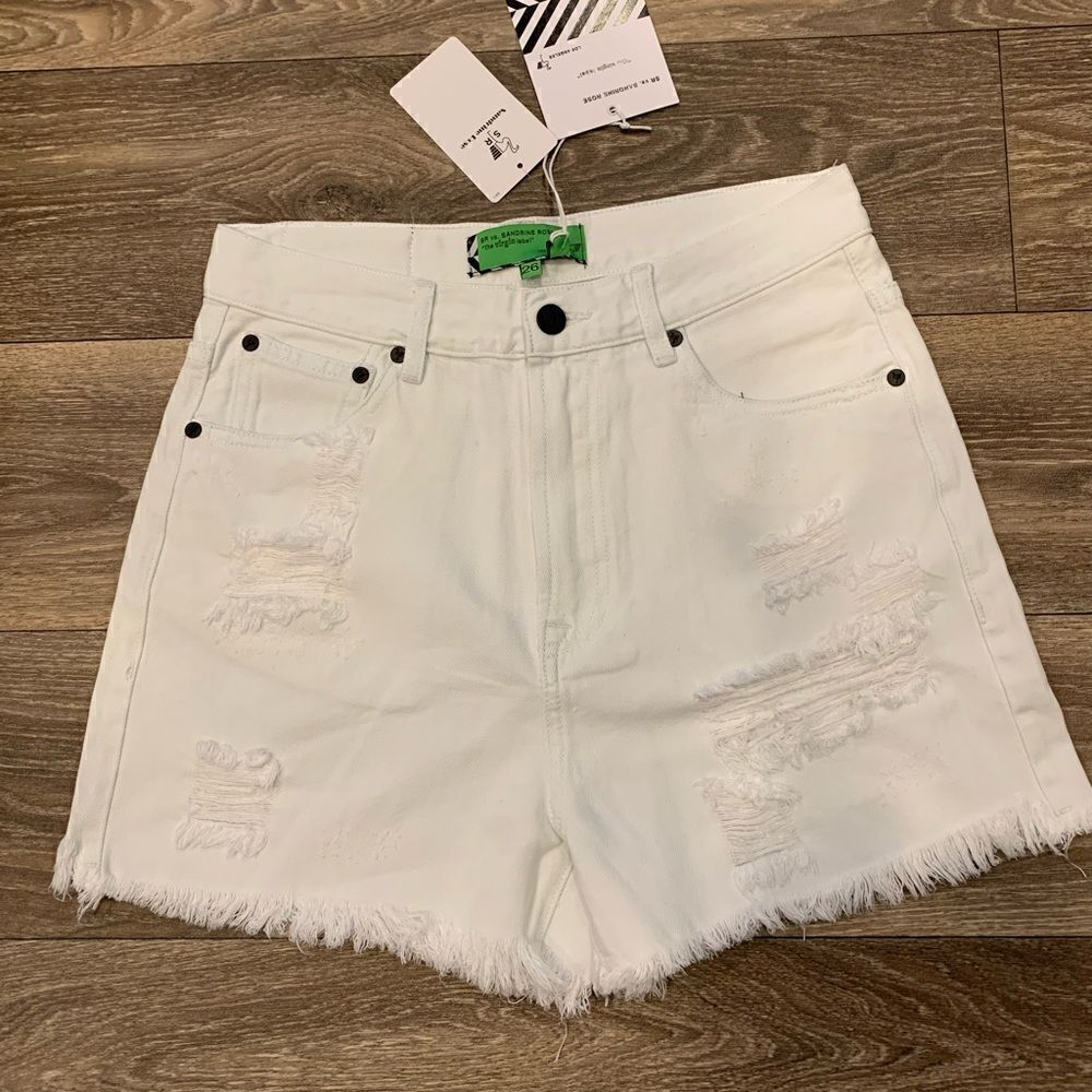 Sandrine Rose NWT distressed denim shorts. Size: 26.